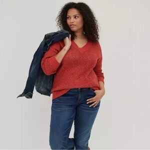 Torrid Women's Open Stitch Pullover V-neck Sweater